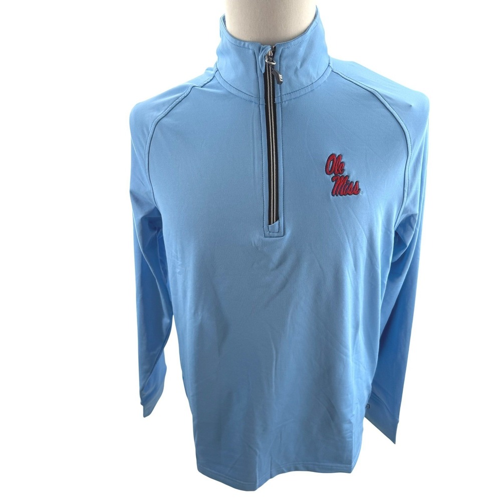 Cutter & Buck Ole Miss Rebels Quarter Zip Pullover Stretch Shirt Mens Small New